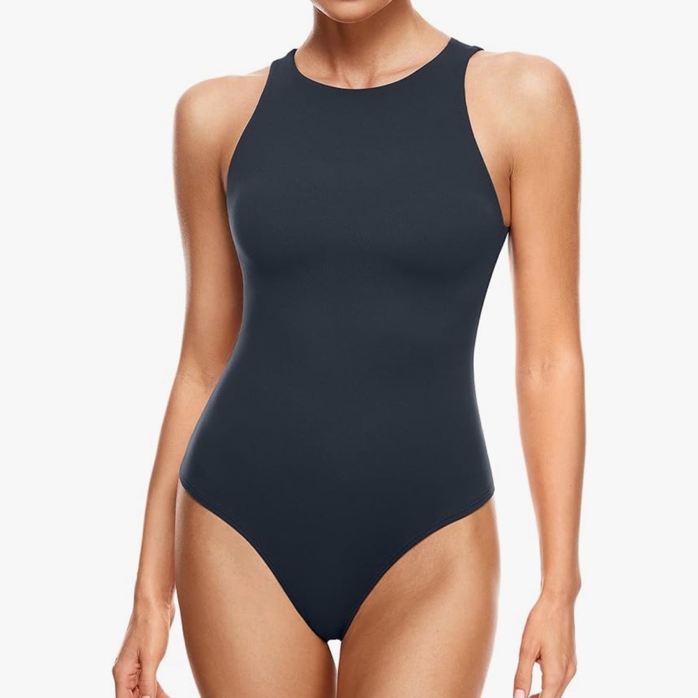 INLYRIC Women's Natrelax Sexy Bodysuit Thong Sleeveless Halter Racerback High